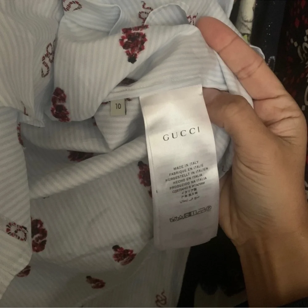 Gucci Kingsnake Logo Embroidered Button Down Kids Shirt Oxford
